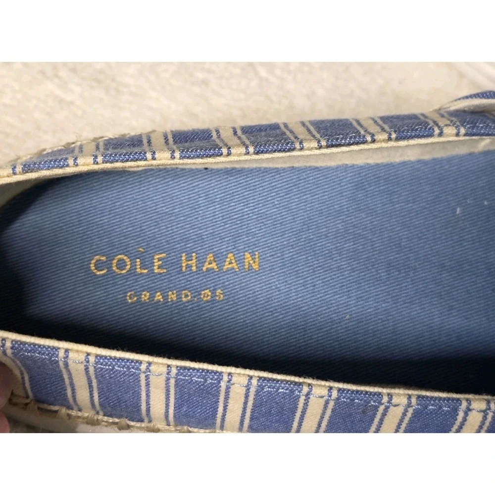 Cole Haan Ella Grand Striped Canvas Espadrille Womens Size 9B Flats Blue White